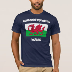 T-shirts Poços de Llanwrtyd, Wales com bandeira de Galês