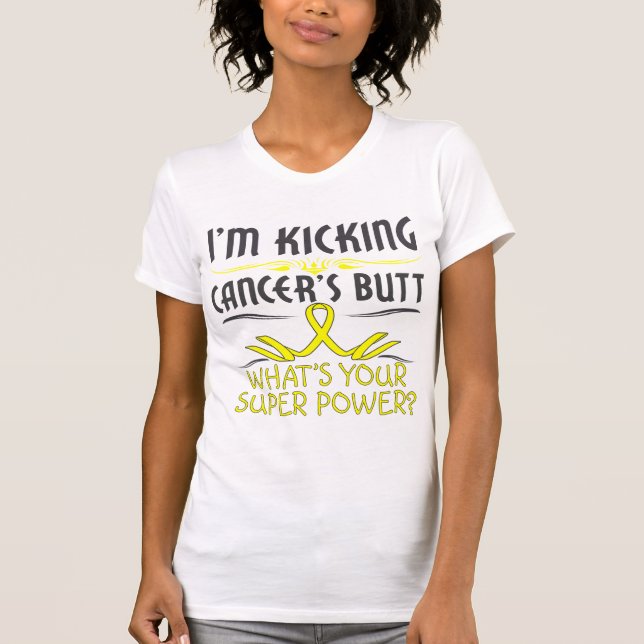 T-shirts Poder super de retrocesso do bumbum do cancer do (Frente)