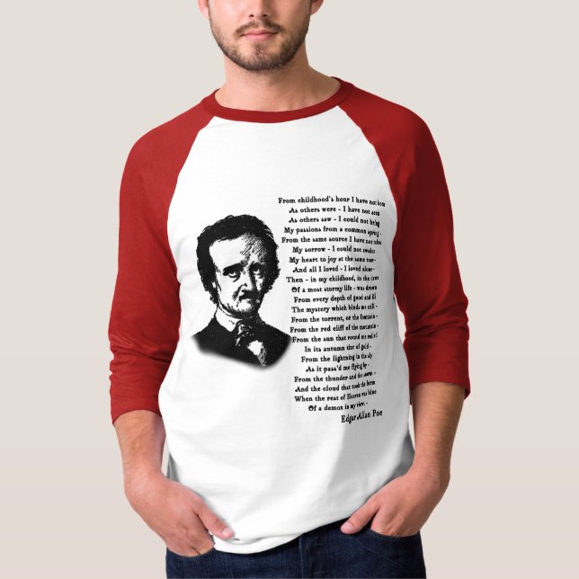 T-shirts Poema de Edgar Allan Poe SOZINHO (Frente)