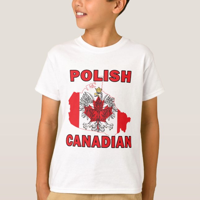 T-shirts Polonês canadiano - Mapa do Canadá (Frente)