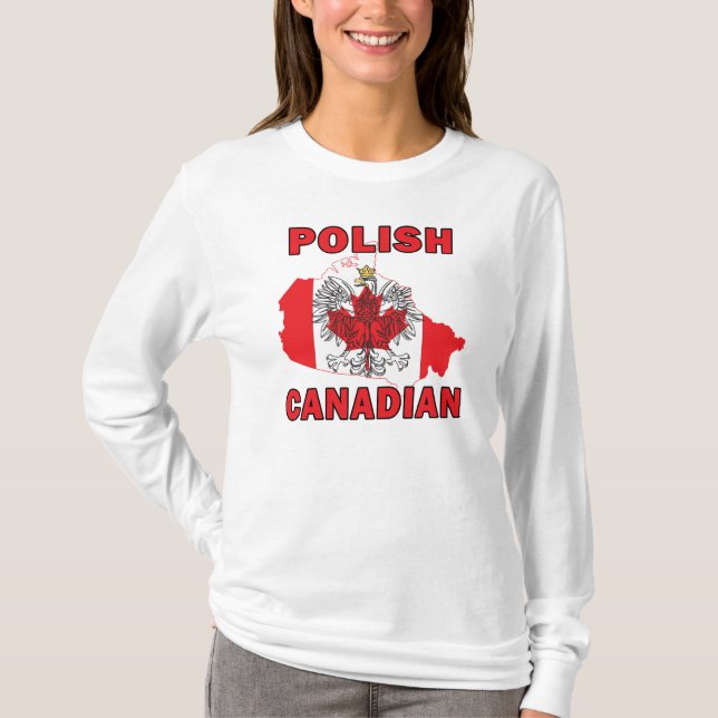 T-shirts Polonês canadiano - Mapa do Canadá (Frente)