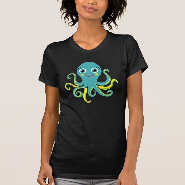 T-shirts Polvo azul e amarelo (Frente)