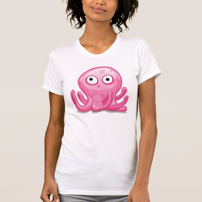 T-shirts polvo cor-de-rosa bobo e fofo (Frente)