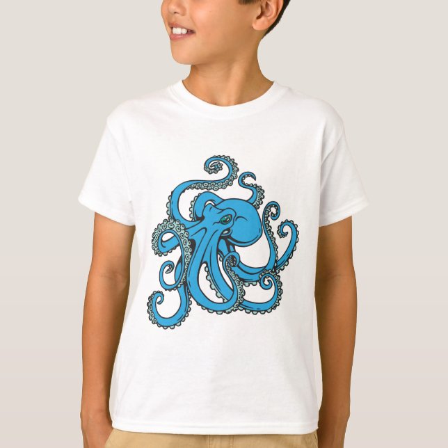 T-shirts Polvo do azul de oceano (Frente)
