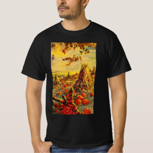 T-shirts Pomar de Abóbora de Halloween Vintage com Montes d