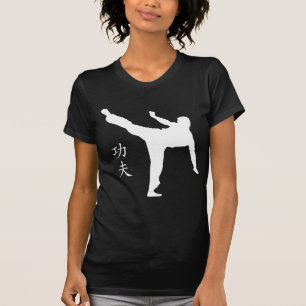 T-shirts Pontapé/Kanji altos de Kung Fu