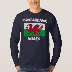 T-shirts Pontardawe, País de Gales com bandeira galesa