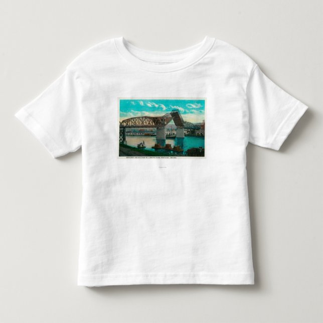 T-shirts Ponte de Broadway sobre o rio de Willamette (Frente)
