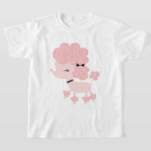 T-shirts Poodle Francês Cartoon Rosa