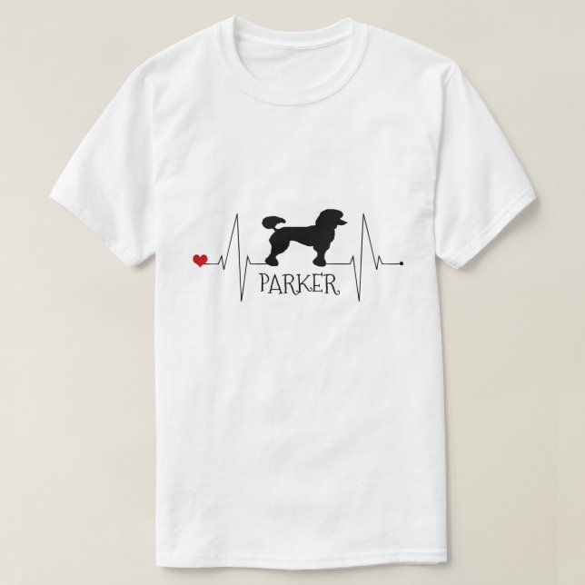 T-shirts Poodle Personalizado Ama Meu Coração De Cachorro B (Frente do Design)