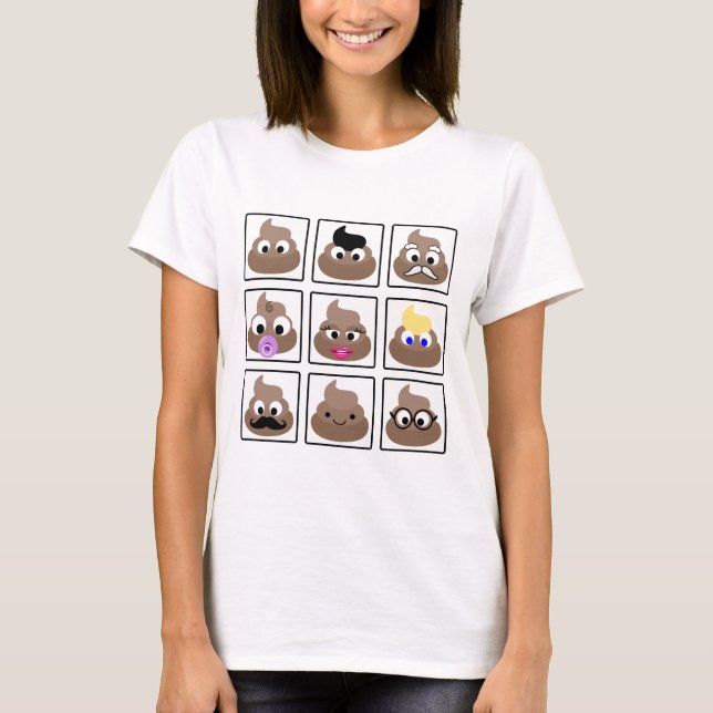 T-shirts Poop Muitos Rostos (Frente)