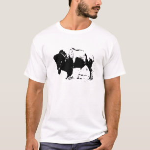 T-shirts Pop Art Black & White Buffalo Silhout