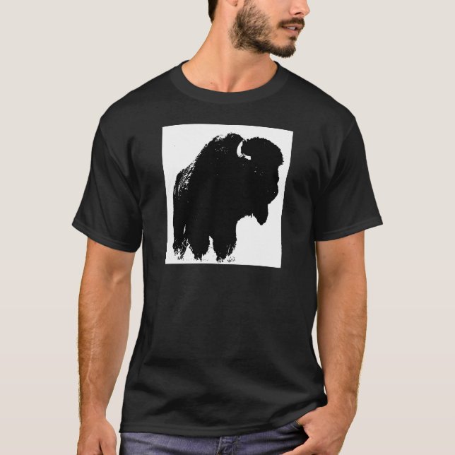 T-shirts Pop Art Buffalo Bison Silhouette (Frente)