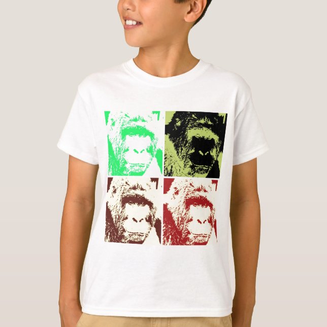 T-shirts Pop Art Gorilla Faces (Frente)