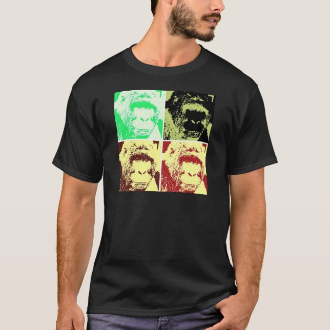 T-shirts Pop Art Gorilla Faces (Frente)