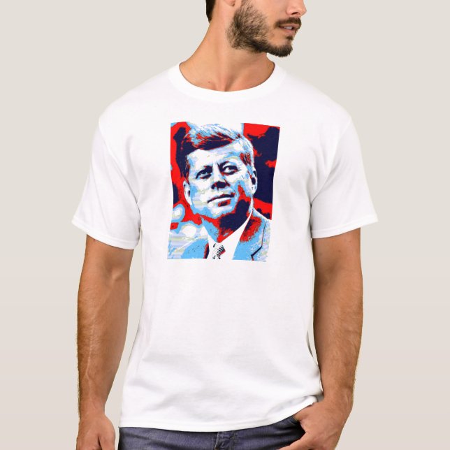 T-shirts Pop Art JFK John F. Kennedy Red Blue (Frente)