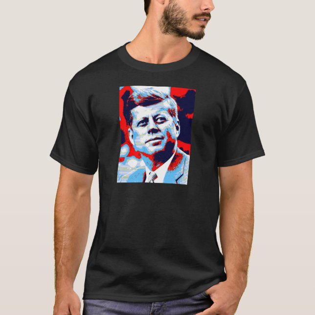 T-shirts Pop Art JFK John F. Kennedy Red Blue (Frente)