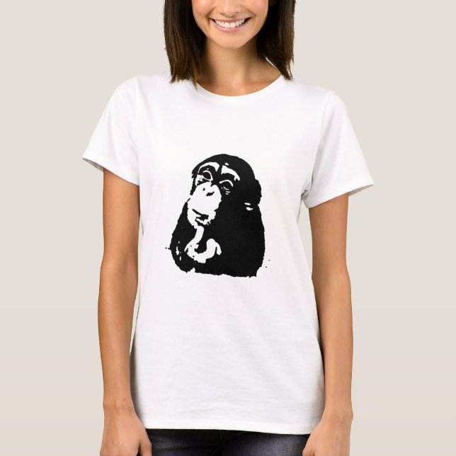 T-shirts Pop Art Pensando Chimpanzé (Frente)