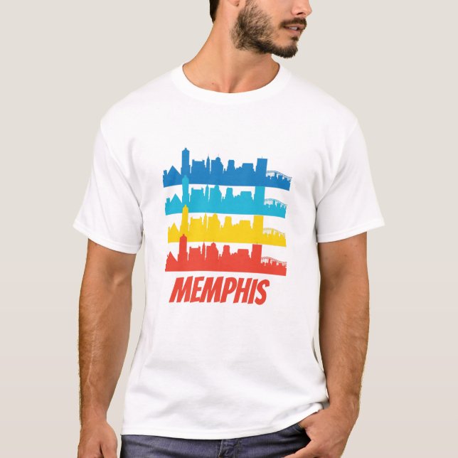 T-shirts Pop art retro da skyline de Memphis TN (Frente)