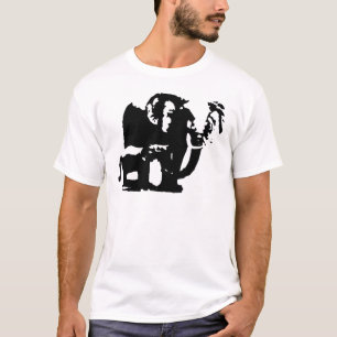 T-shirts Pop de Arte Branca Negra Bebê e Elefantes Mãe