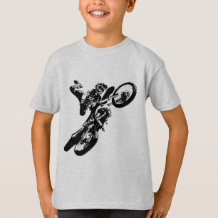T-shirts Pop de Arte Branca Negra Motocross Motorcyesporte