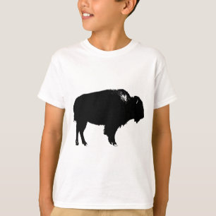T-shirts Pop de Arte de Bison Bison Branco e Preto