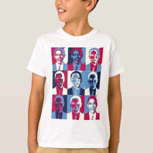 T-shirts Pop de Arte de Obama Vermelha, Branca e Azul