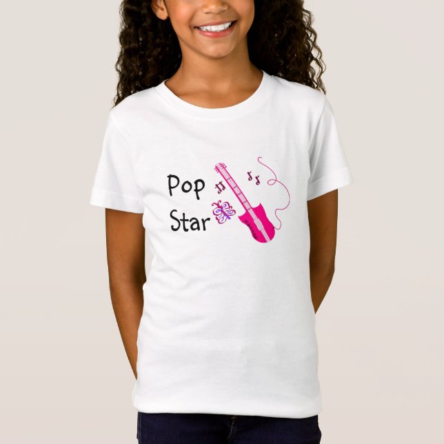 T-shirts Pop Star Pink Guitar (Frente)