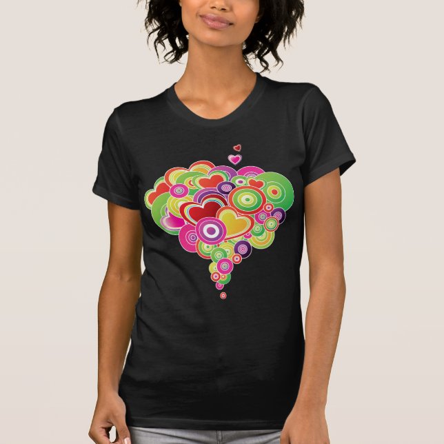 T-shirts PopArt Rosa e Corações Verdes (Frente)