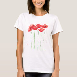 T-shirts Poppies cor d'água vermelha floral papoula