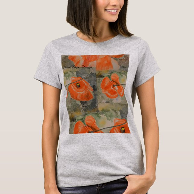 T-shirts Poppy com Aquarela (Frente)