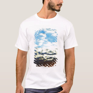 T-shirts Por do sol azul alaranjado vermelho com nuvens