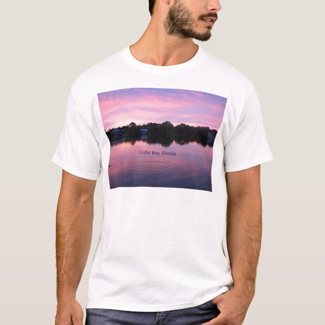 T-shirts Por do sol chave de Florida do cedro (Frente)