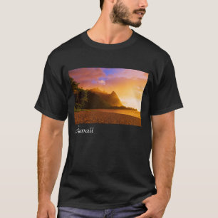 T-shirts Pôr do sol na praia dourada, Havaí