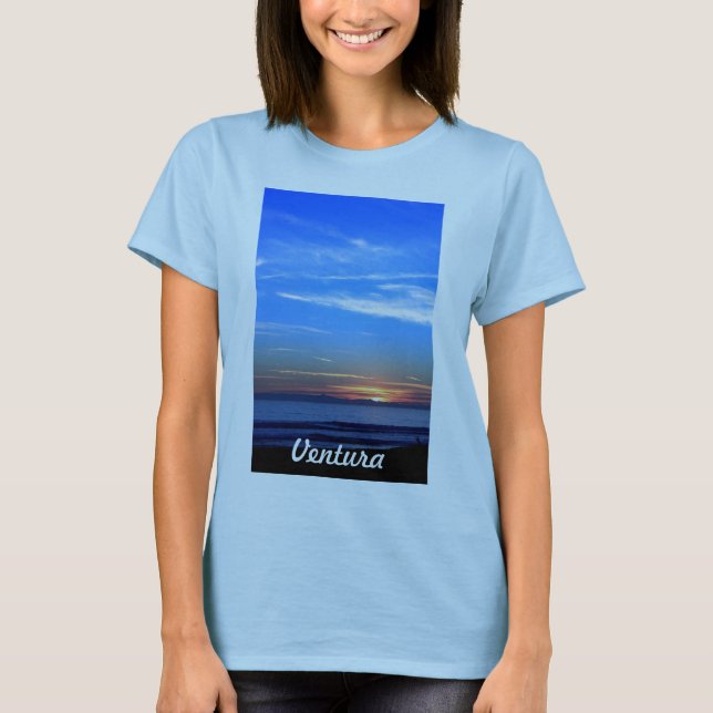 T-shirts Por do sol sobre a ilha de Santa Cruz (Frente)