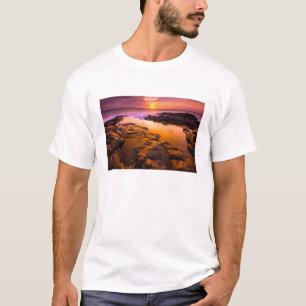 T-shirts Pôr do sol sobre poças de maré, Havaí