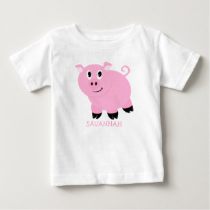 T-shirts Porcas Pequenas Cor-de-Rosa Personalizadas Fofas M