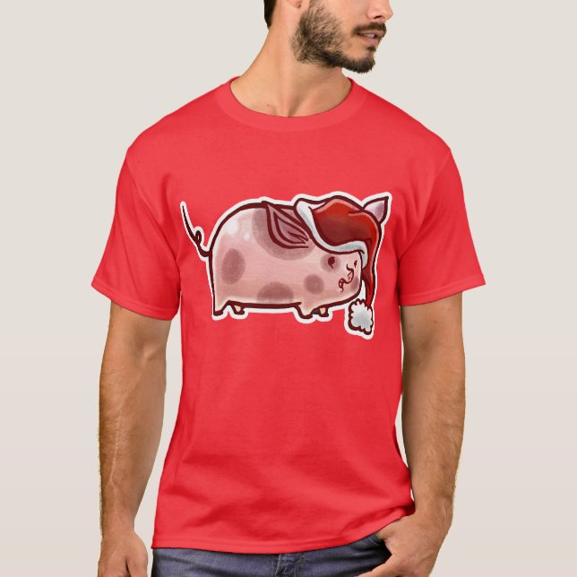 T-shirts Porco bonito do feriado (Frente)