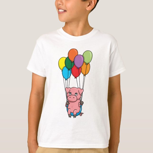 T-shirts Porco do balão do vôo (Frente)