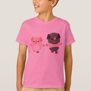 T-shirts Porcos bonitos de cartoon em passeata