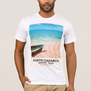 T-shirts Porth Dafarch, poster da praia de Anglesey Galês