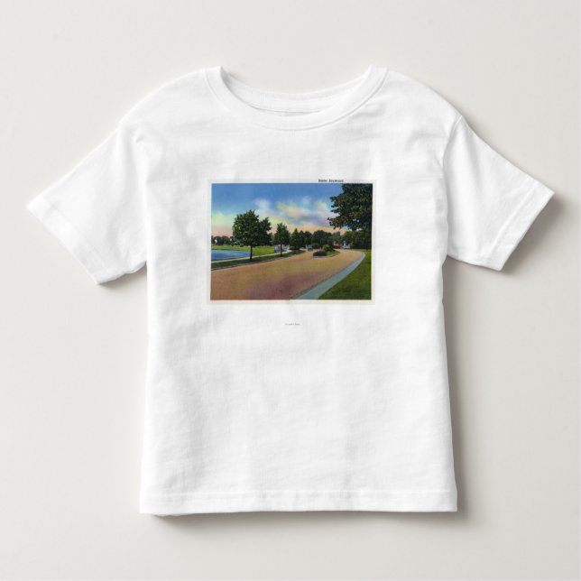 T-shirts Portland, MaineView do bulevar de Baxter (Frente)