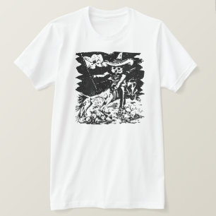 T-shirts Posada Calavera com Jolly Roger num Cavalo