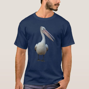 T-shirts Posição cinzenta do pelicano. Isolado em um