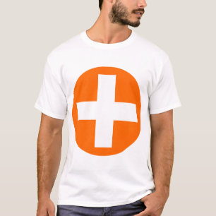 T-shirts Positivo assine dentro o branco com laranja