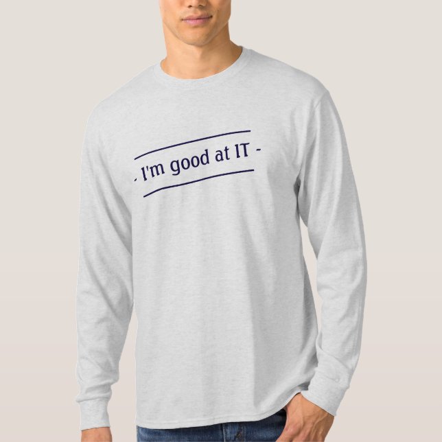 T-shirts Positivo Sou bom em TI Impressão azul escuro (Frente)