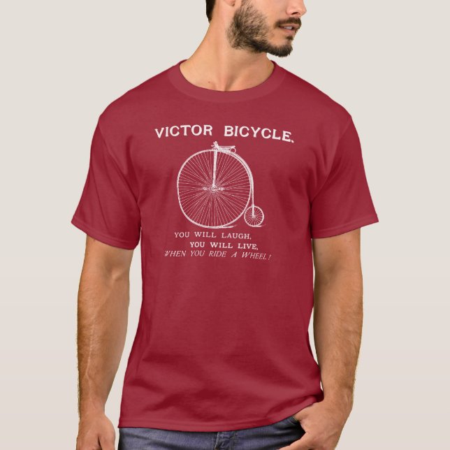 T-shirts Poster 1880 da bicicleta do vencedor, branco (Frente)