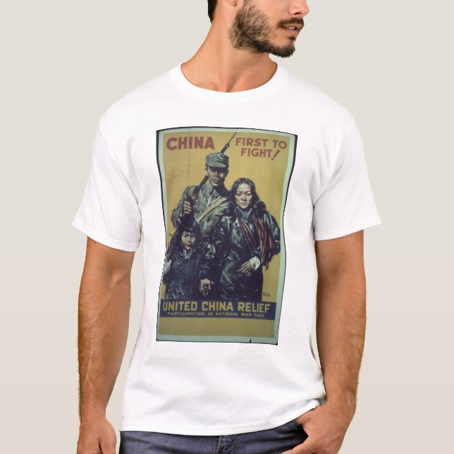 T-shirts Poster de China-First_to_Fight_Propaganda (Frente)