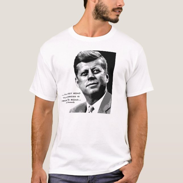 T-shirts Poster de Esperança JFK (Preto/Branco) Famosa Cita (Frente)