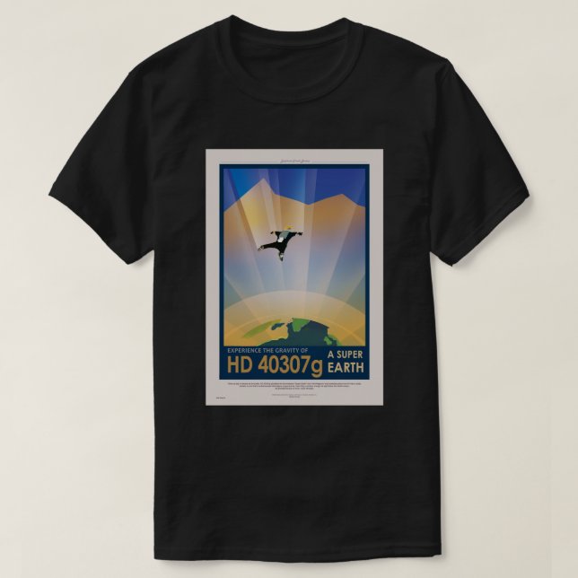 T-shirts POSTER de Viagem Ficha da NASA - Super Terra (Frente do Design)